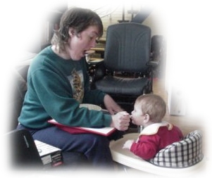 Mother with CP feeds baby Mother with CP feeds baby